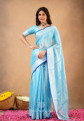 Balaram Saha: Heritage Handloom: Red and Gold Cotton Banarasi Saree
