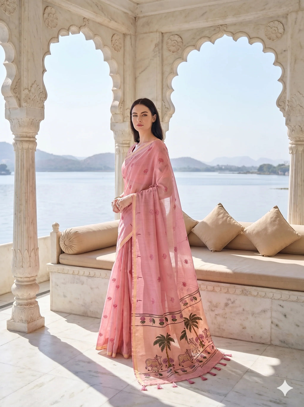 Pink Woven Saree with Pichwai Pallu
