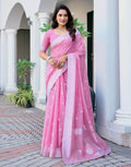 Light Pink Chanderi Woven Saree