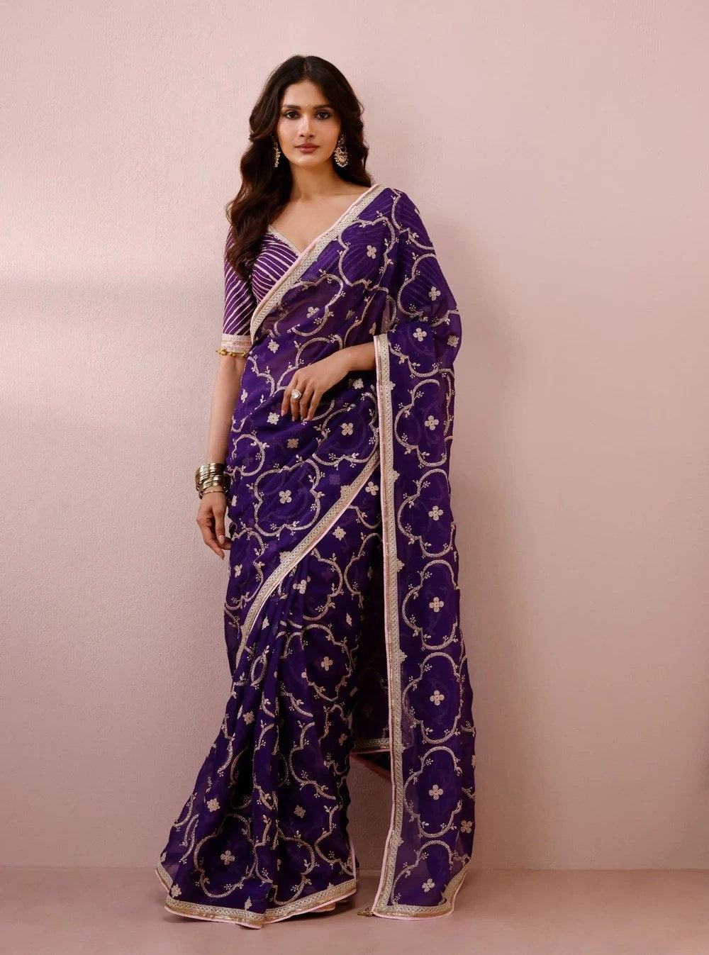 Eshna Organza Purple Saree