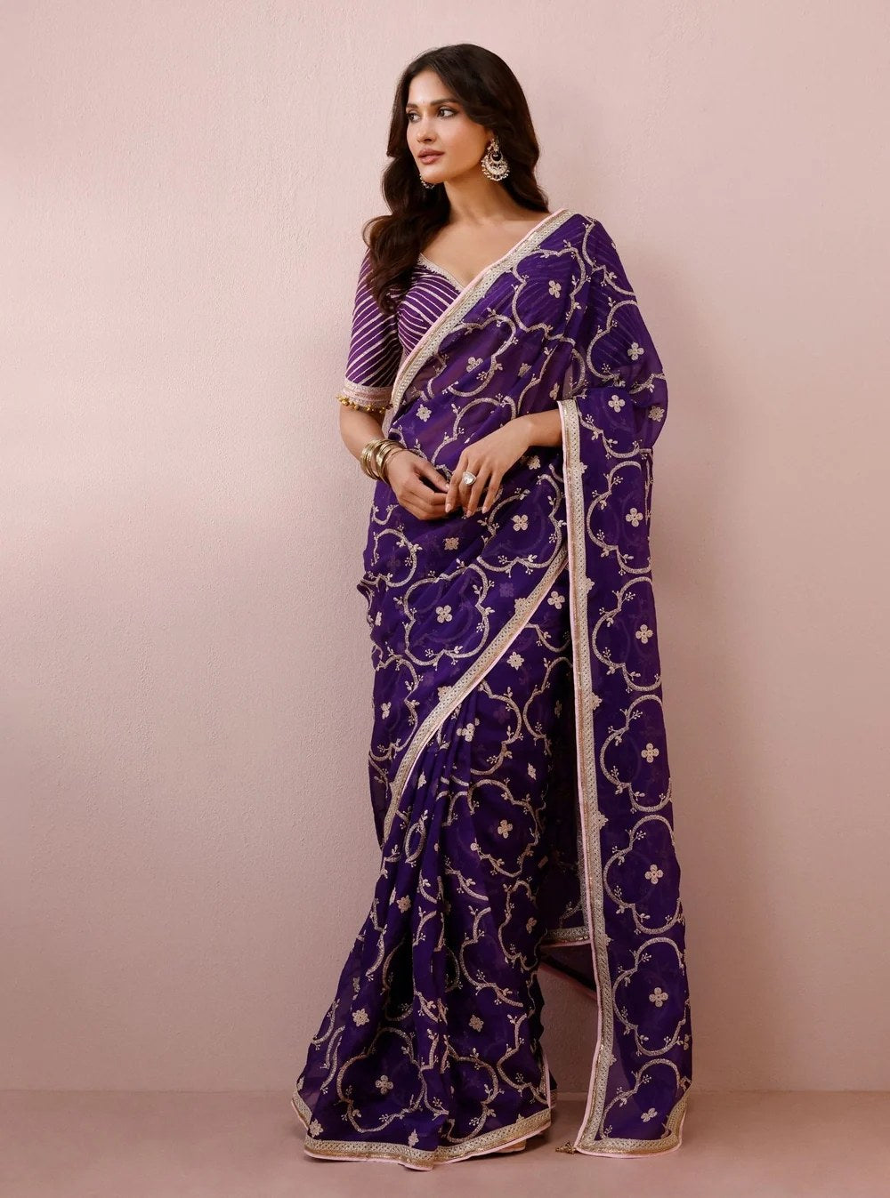 Eshna Organza Purple Saree
